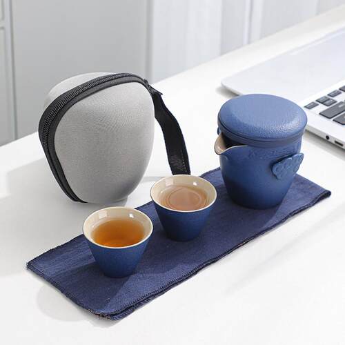 Black pottery tea sets up a whole set of kung fu tea cups wi