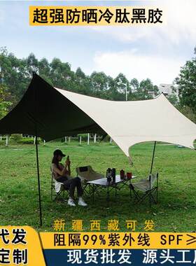 Out-of-the-door black-coated sunscreens and rain-proof hanga