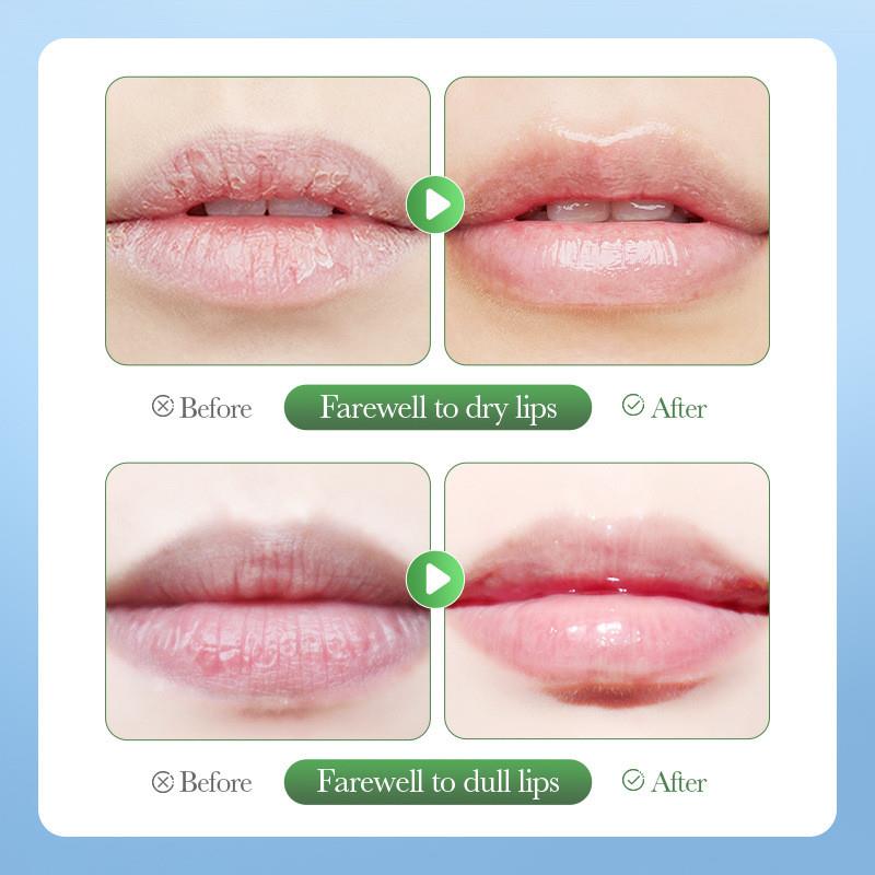 Creamed cream on the lips of butter and wet lips in the autu