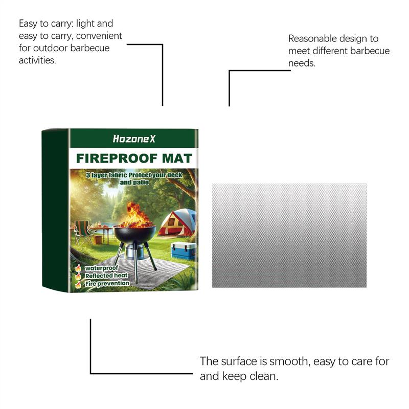 Portable barbecue fire protection mats, outdoor lawn terrace