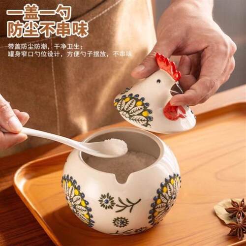 Chicken pottery canned salt kitchen home with high-end tasti