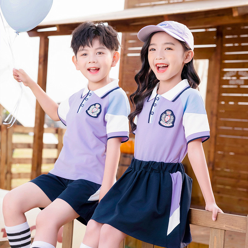 幼儿园园服夏装纯棉学院毕业照班服套装夏季短袖运动会小学生校服