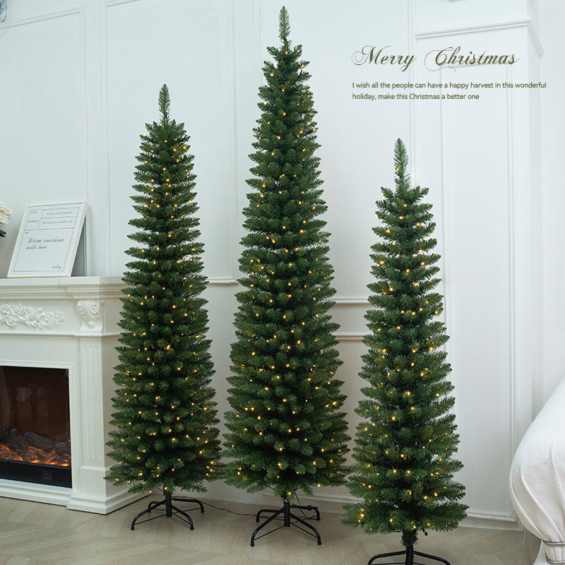 跨境折叠christmas tree加密大型圣诞树仿真聖誕樹细长瘦身铅笔