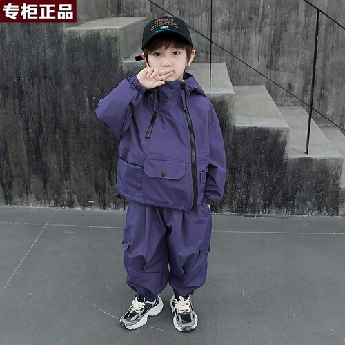 韩国AS品牌男童工装套装春装2026新款痞帅儿童冲锋衣洋气宝宝春季