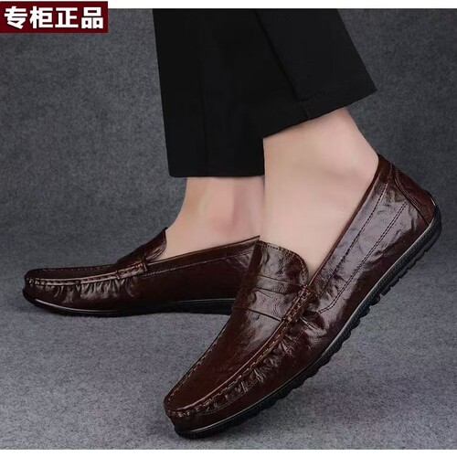 品牌乔舟夏季豆豆鞋男款软底乐福鞋商务英伦风男士鞋子一脚蹬休闲
