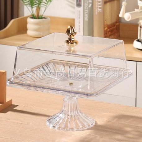 Plastic Footed and Lidded Decorative Fruit Plate for Living