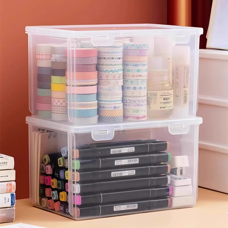 Dust-proof desktop drawer storage box with lid for organiz