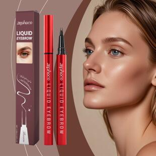 Zephoco Brown Dual-Fork Waterproof Liquid Eyebrow Pen - Prov