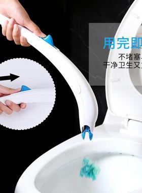 Disposable toilet brush with no dead angles, self-contained