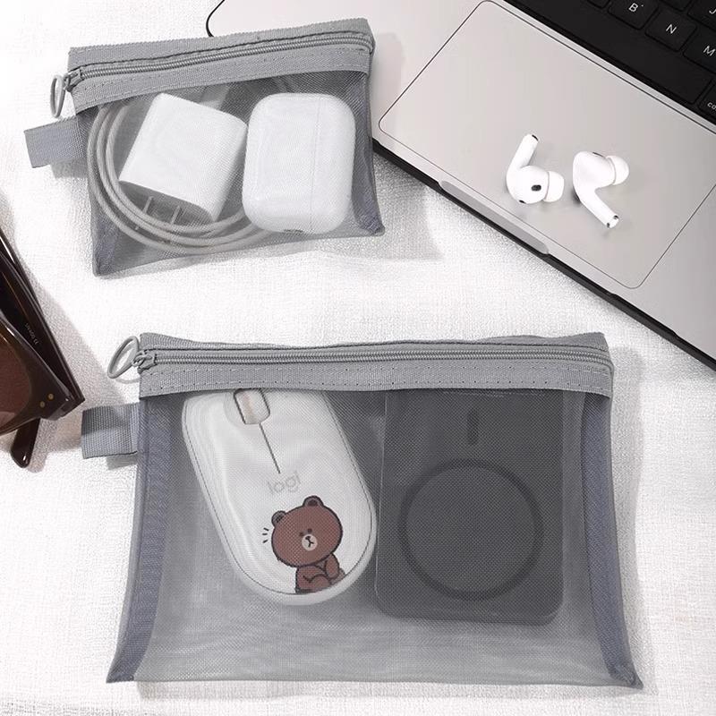 Mesh cosmetic bag, lipstick touch-up card holder, portable m