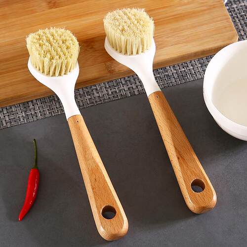 Wholesale Long-Handle Natural Coconut Fiber Pot Scrub Brush