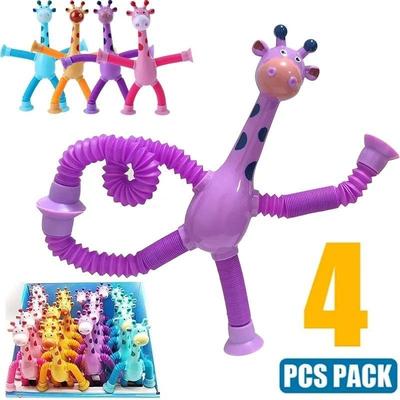 Children Suction Cup Giraffe Toys Pop Tubes Sress Relief Tel