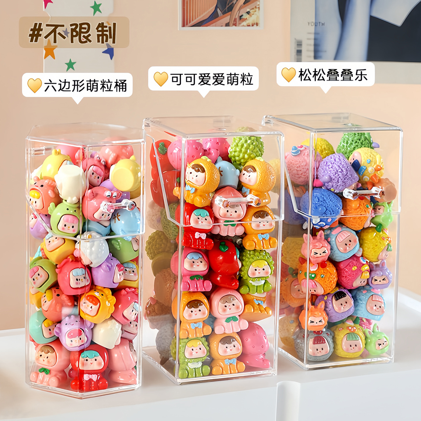 Clear acrylic display box for small figurines transparent