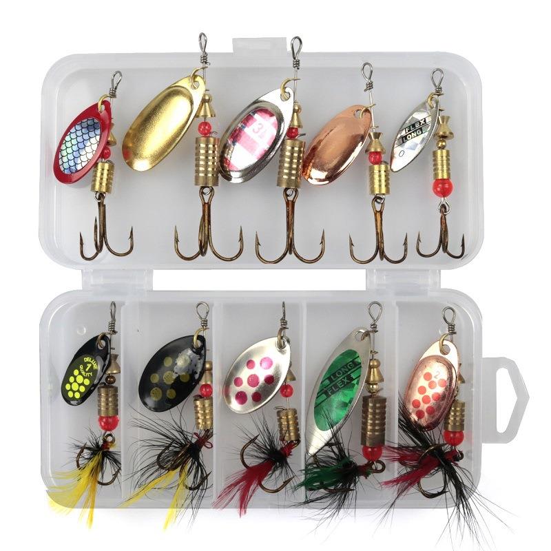 Metal Spoon Spinner Fishing Lure 10pcs Set Spoonbait Crankba