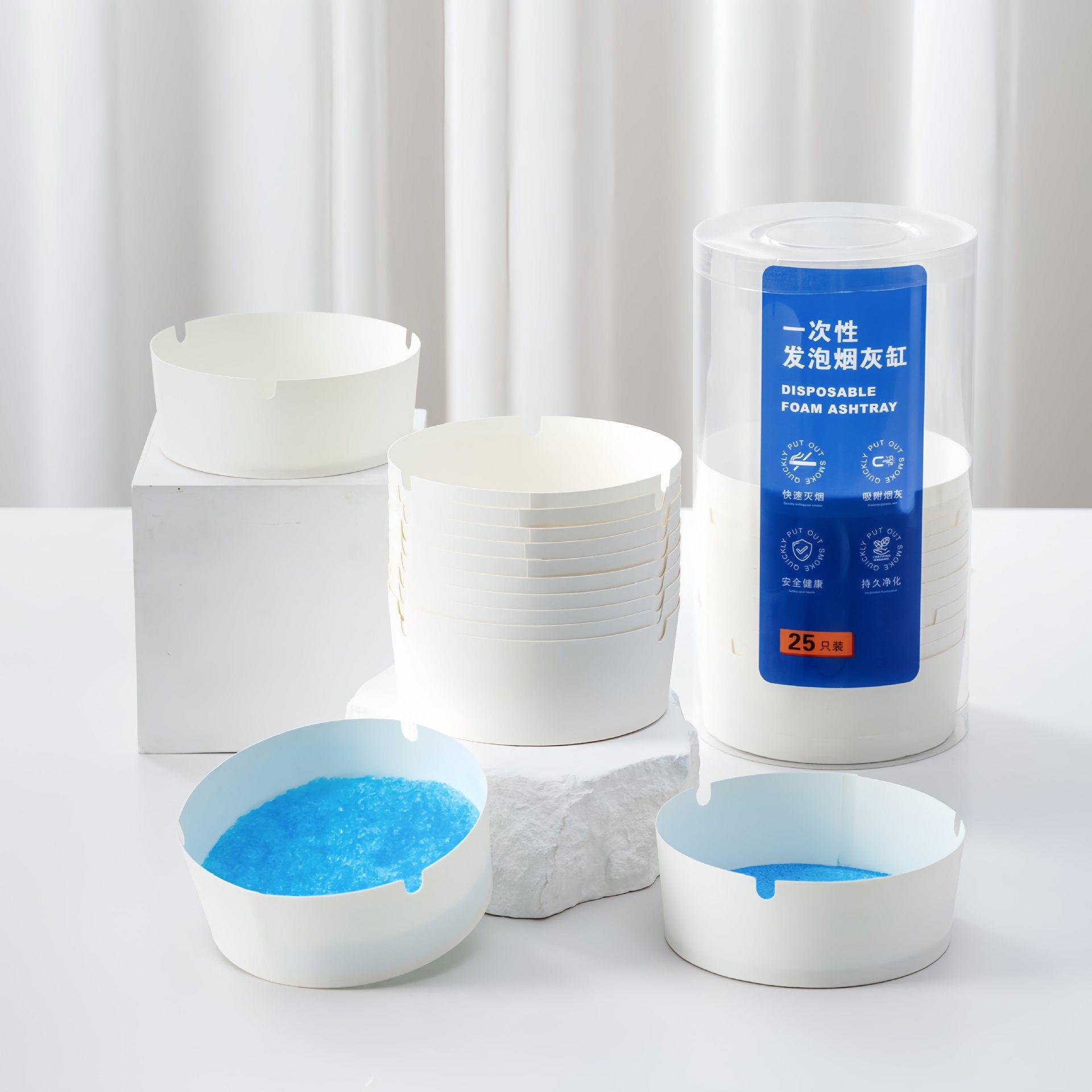 A disposable ashtray that comes with sand for extinguishing