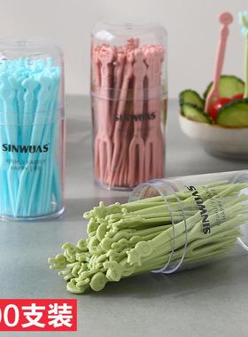 Fruit Fork Set, Disposable Plastic Two-Pronged Forks for Hom