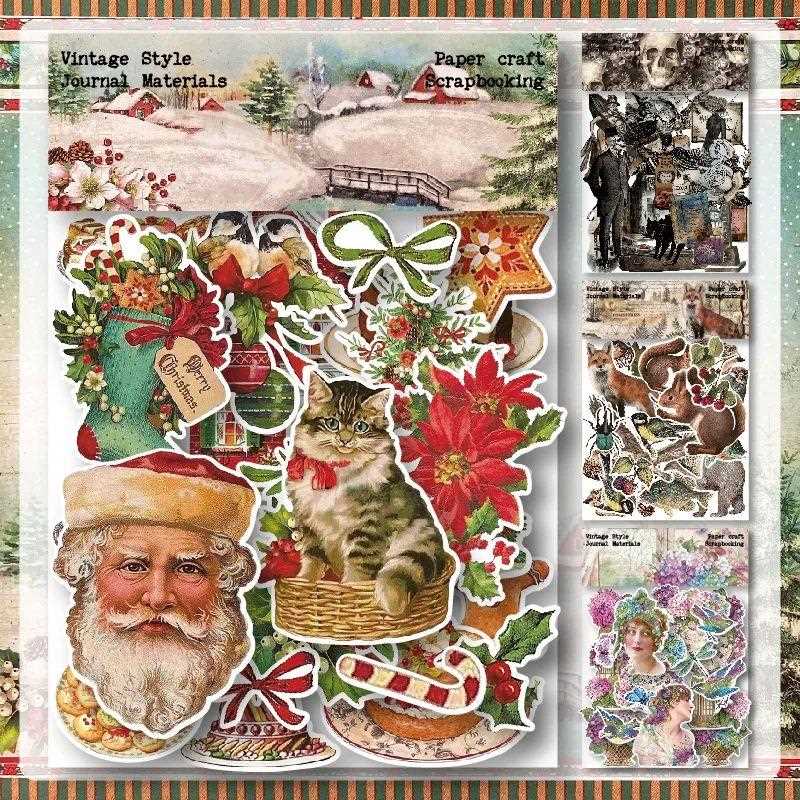 YBYAO 40pcs Vintage Christmas Stickers Die Cuts Sticker Plan