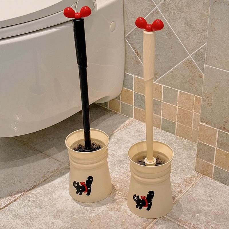 Cute long-handled toilet brush set for home use, designed to