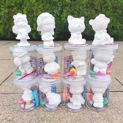 DIY Creative Graffiti Dolls: Cylindrical 3D Plaster Figurine