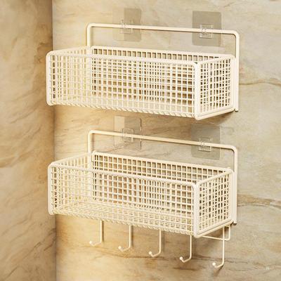 Wall-mounted storage rack with hanging basket, no drilling r