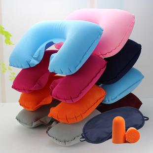 Travel Trio Set: Inflatable U-shaped Pillow, Portable Foldab