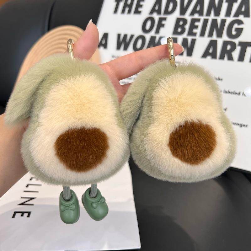 Cute imitation rex rabbit fur avocado simple internet celebr