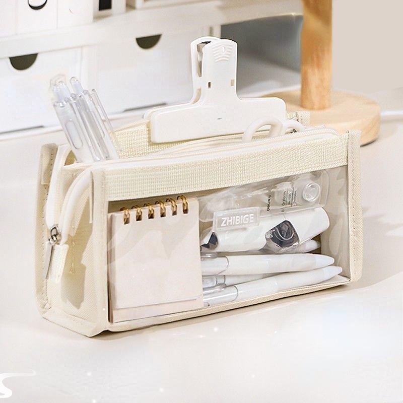 Large Capacity Pencils Bag Aesthetic Transparent Pouch for S
