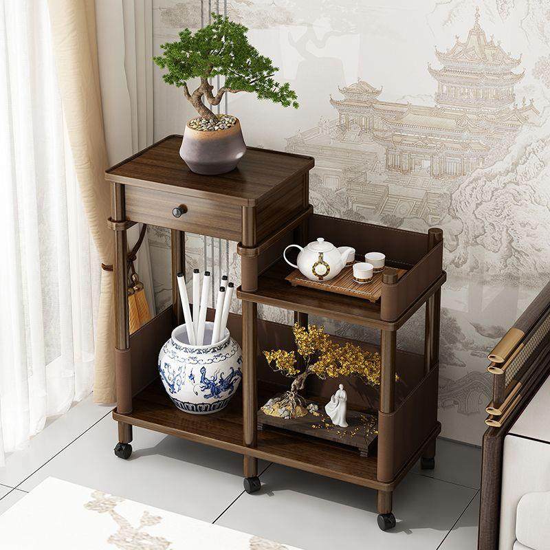 Floor-standing solid wood multi-level planter stand for the