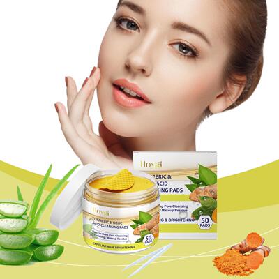 Hoygi Turmeric Kojic Cleansing Pads - Gentle pore cleansing,