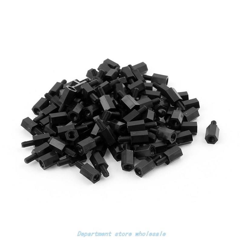 100Pcs M3 Thread 8mm+6mm PCB Fixed Nylon Hex Standoff Spacer