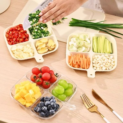 Fruit platter with handle four-compartment plate serving d