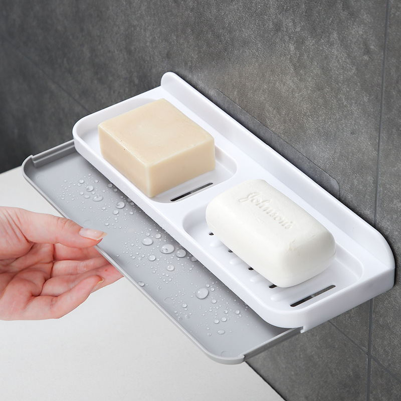 Wall-mounted drill-free soap holder double-layer soap dish p