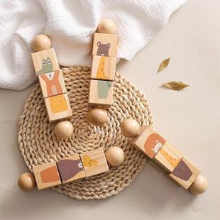 Baby Matching Rattle Animal Rotating Newborn 1pc Soot Wooden