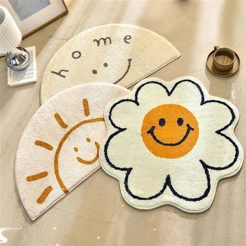 1 Pc Cute Nordic Flower Rug Cartoon Decor Carpet for Living