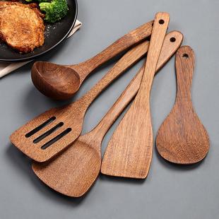 Non-stick wooden spatula, heat-resistant long-handle stir-fr