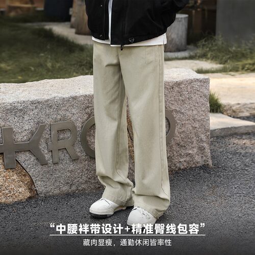 春秋男炒雪花做旧水洗直筒裤