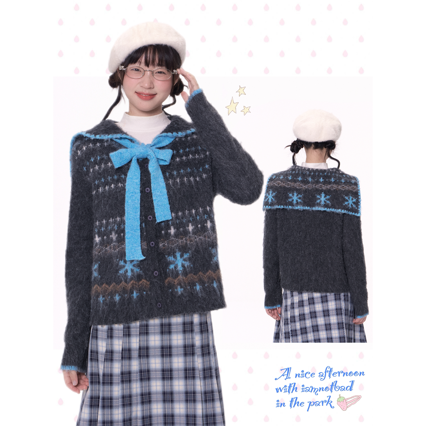 iamnotbad雪花费尔岛海军领毛衣