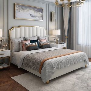 轻奢软包皮美式床现代简约公主床港式婚床北欧主卧室双人床小户型