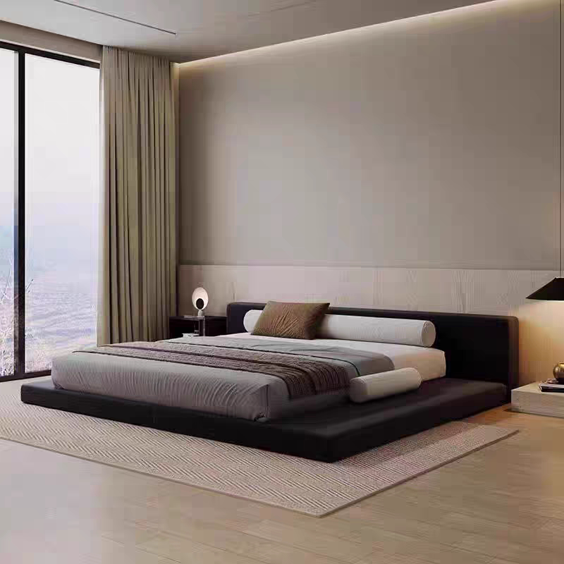 主卧大床婚床侘寂风布艺双人床现代简约榻榻米床落地矮床意式极简