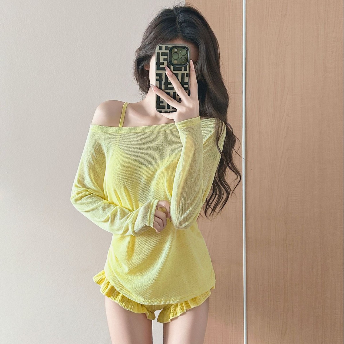 小清新防晒纯色显瘦裙式连体泳女