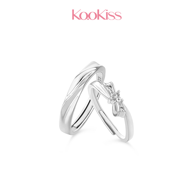 KOOKISS流光情侣对戒小众设计感S925纯银戒指一对生日礼物送女友