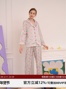 张淼怡同款 RooMance汝曼司 印花睡衣女款秋冬可外穿家居服两件套