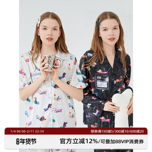 郭艾伦/张极同款 RooMance汝曼司原创特工狗绸缎睡衣男女秋冬