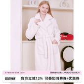 RooMance汝曼司 大衣睡袍 极简翻领特厚珊瑚绒睡衣女秋冬情侣长款