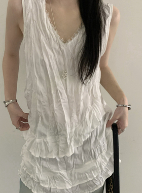 eternal.西子-春夏首爆缎面光泽感拼蕾丝叠穿背心裙连衣裙51893