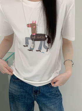 eternal.西子-春夏首爆圆领小马涂鸦设计感不挑人短袖T恤51925