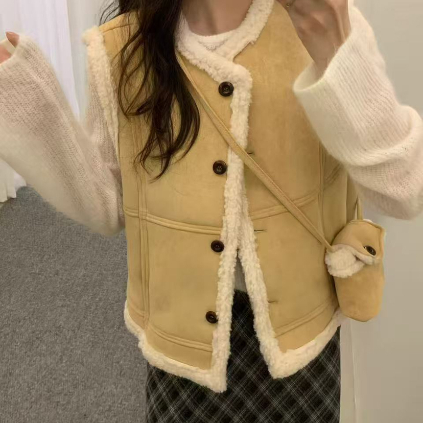 LARTI-冬季上新韩系经典时尚设计感气质加厚马甲(配包包)L037