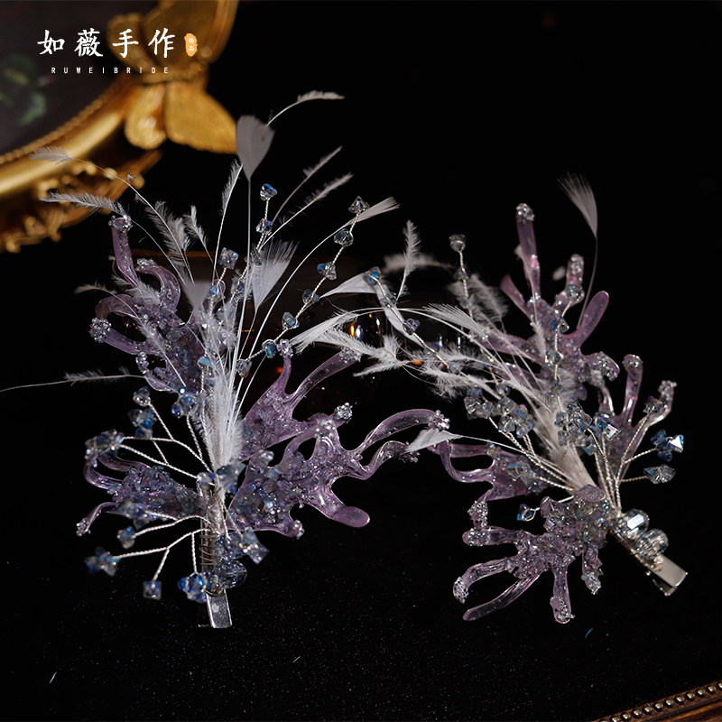 新款手作森超仙系羽毛发饰