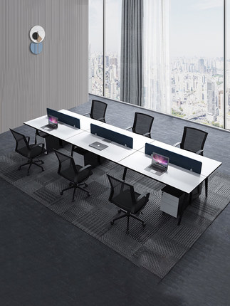 职员办公桌简约现代桌椅组合电脑4四人位屏风工作6工位家具