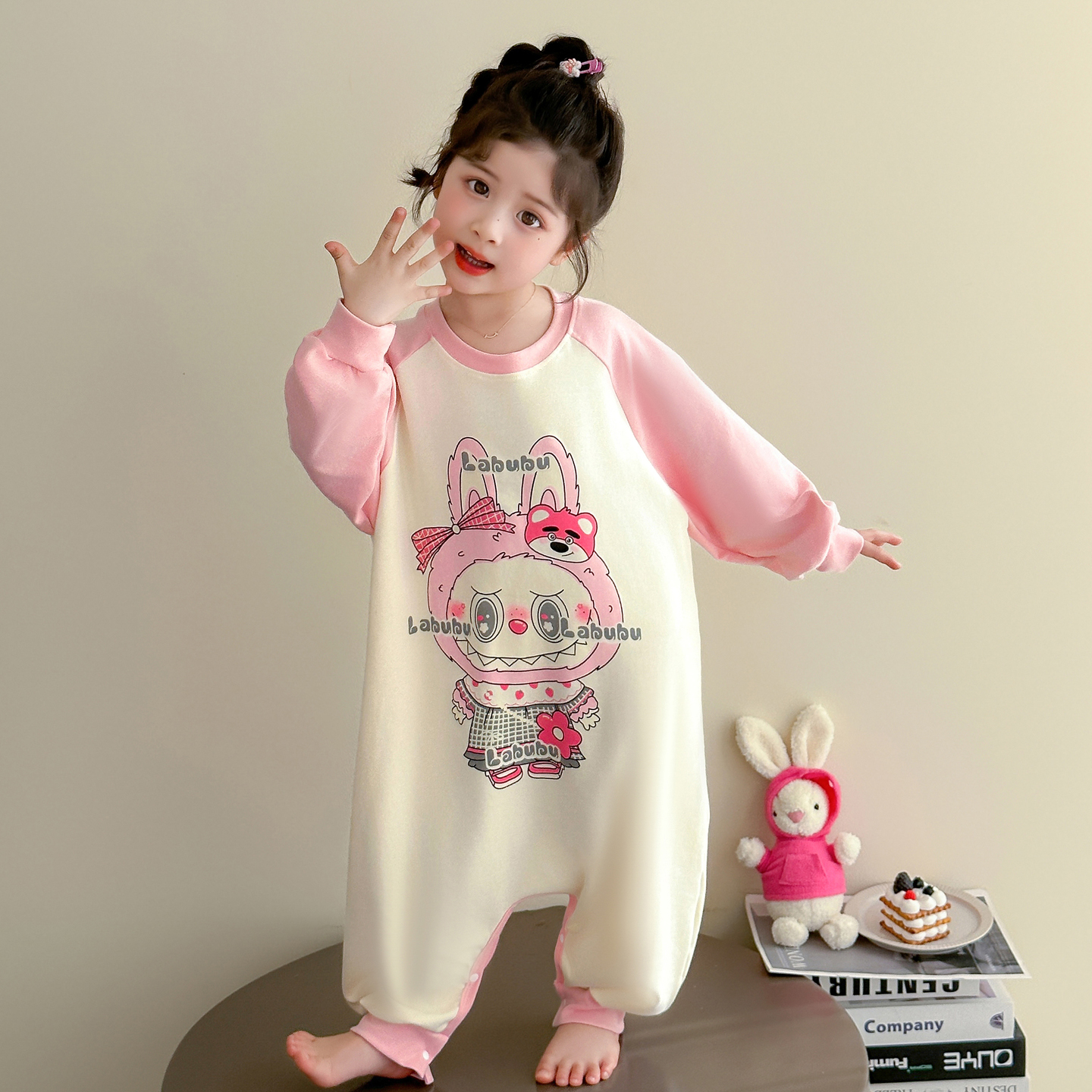 儿童睡衣连体衣女童卡通拉布布春秋款长袖长裤宝宝可爱家居服新款
